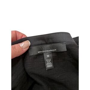 WHBM Black Puff Sleeve Henley Top Gold Crest Buttons M